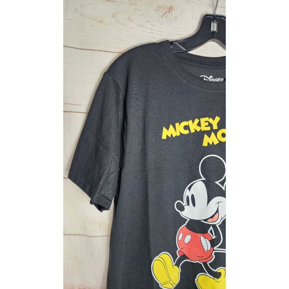 Disney Large Mickey Mouse Graphic Crew Neck Cotton/Polyester Black T Shirt - Picture 7 of 10